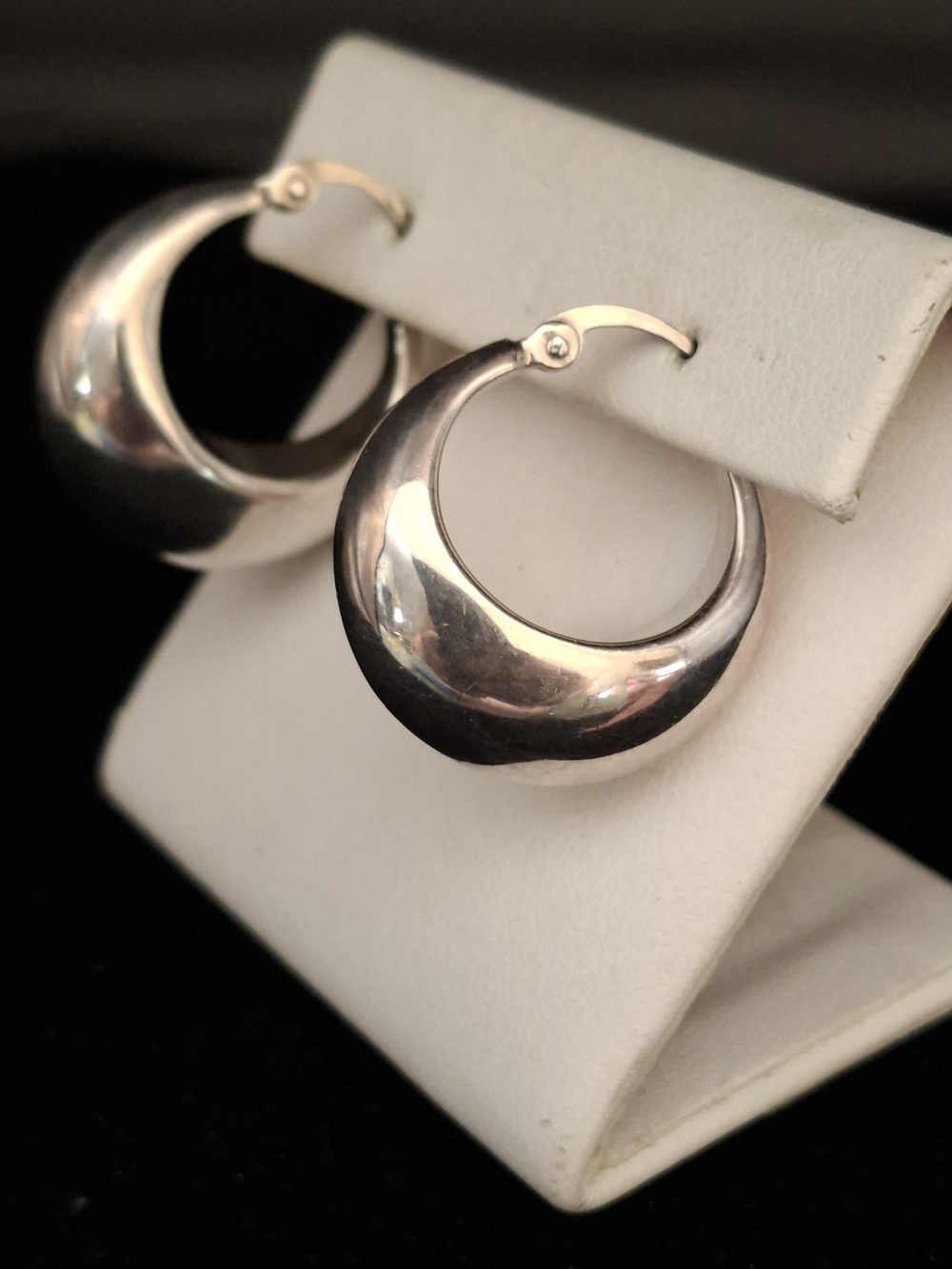 Sterling Silver Crescent Hoop Earrings - Silver
